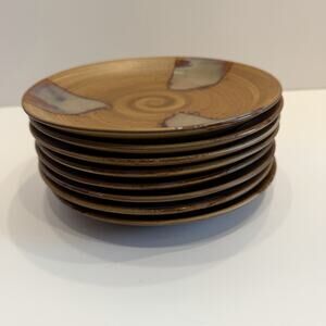 Sango Splash 4951 Stoneware 8 1/4” Salad Plate Brown Drip Glaze